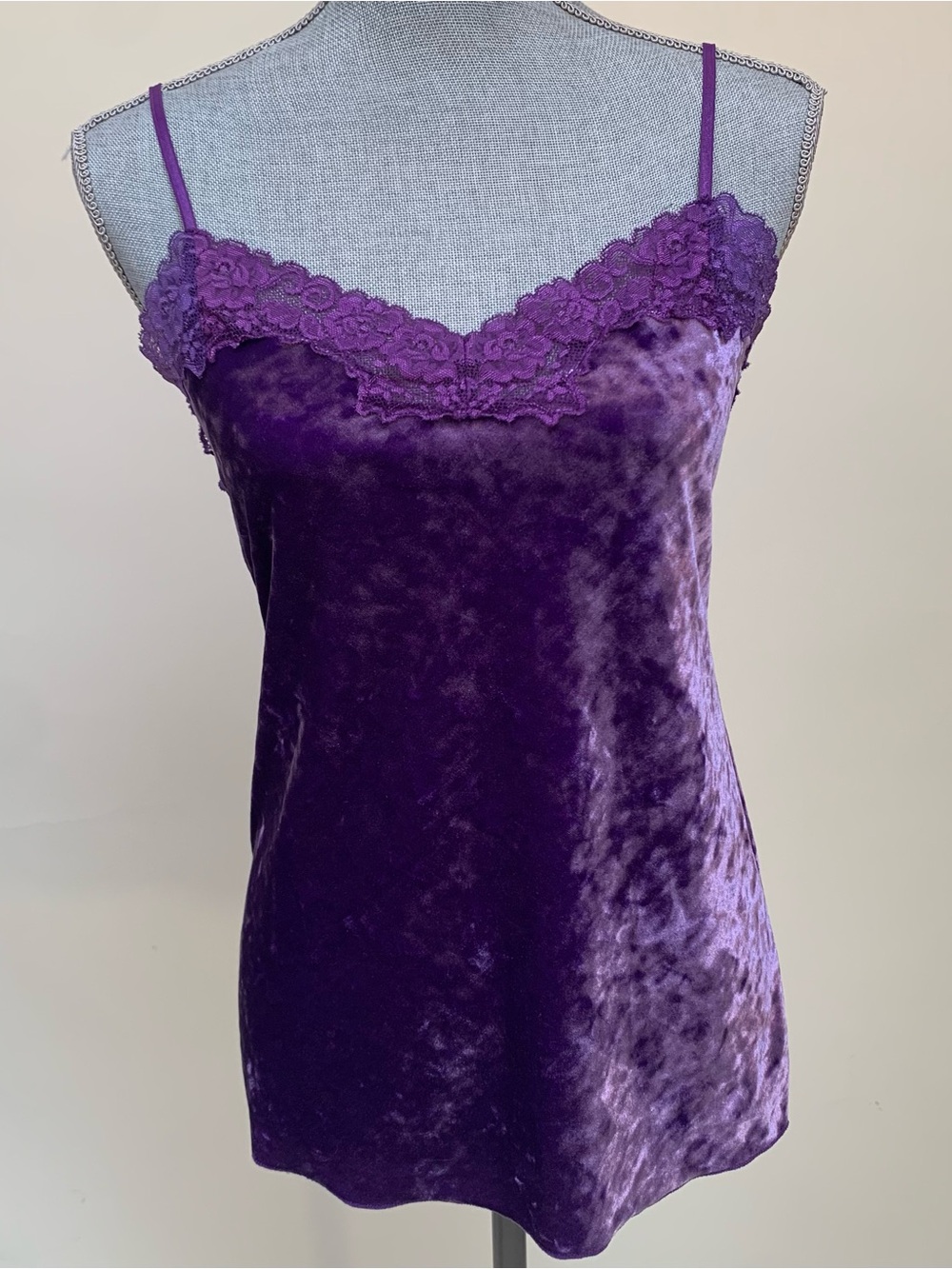DKNY Y2K Lace Crushed Velvet Stretch Cami Tank Whimsigoth Grunge Fairy L JUNIORS